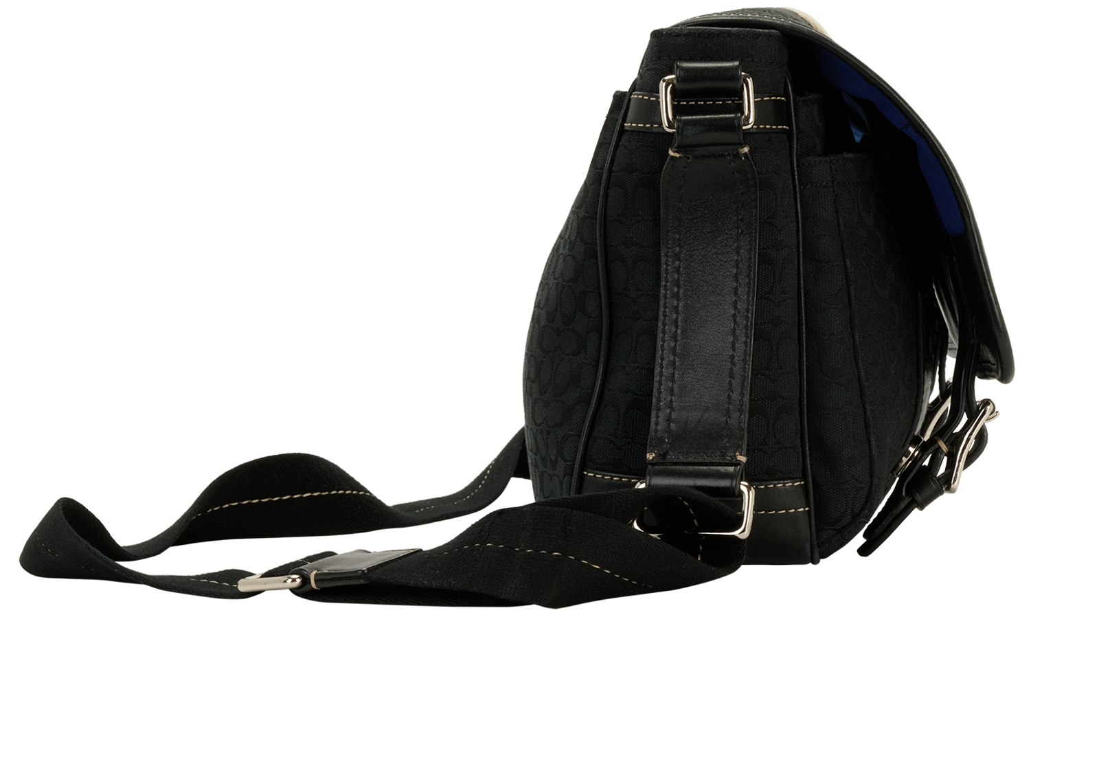 Voyager Messenger, &pound;150, Handbags, Black, Fabric, Side view